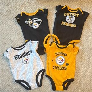 NFL and NHL Pittsburgh Steelers/Penguins Baby Onesies - Black, Yellow, White
